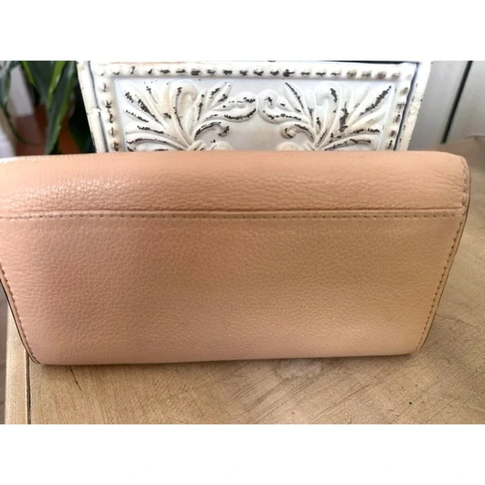 Michael Kors Fulton Flap Continental Light Tan Pebble Leather MK Wallet